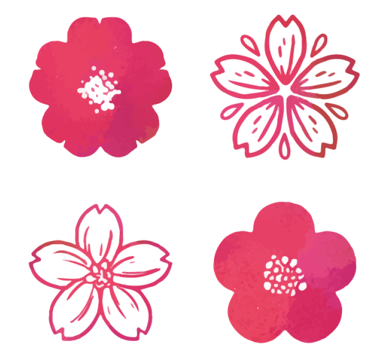 Sous verre moderne Éléments floraux roses - TenStickers
