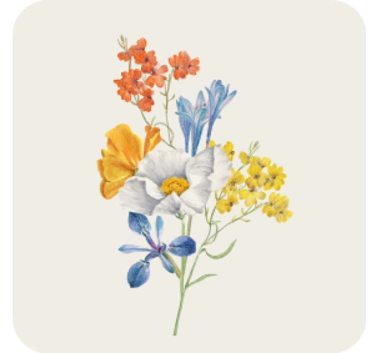 Sous verre vintage composition florale colorée - TenStickers