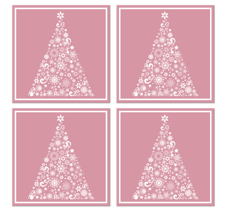 Dessous de verre noel Arbre de fête sur rose - TenStickers