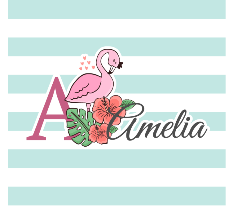 Sous verre personnalisable flamant rose floral - TenStickers