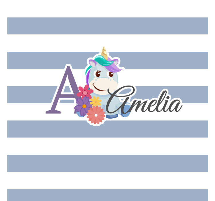Sous verre personnalisable licorne et initiale florale - TenStickers