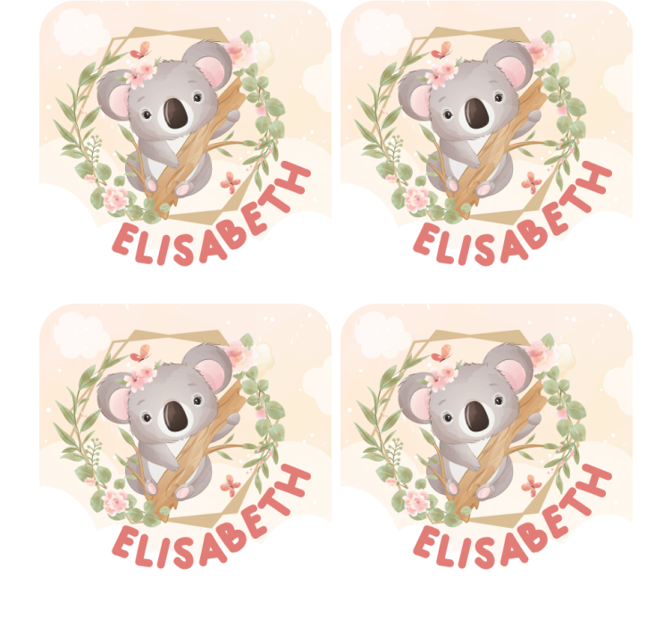 Sous verre personnalisable koala mignon avec fleurs - TenStickers