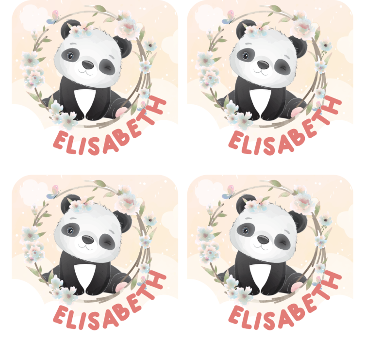 Sous verre personnalisable panda avec accents floraux - TenStickers