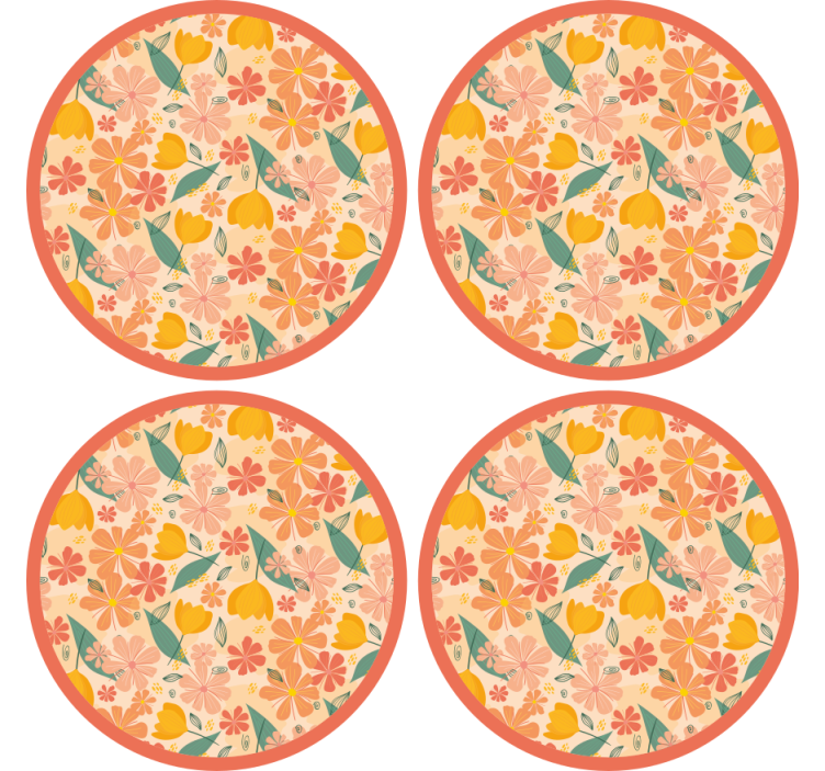 Sous verre surface ronde à motif floral - TenStickers