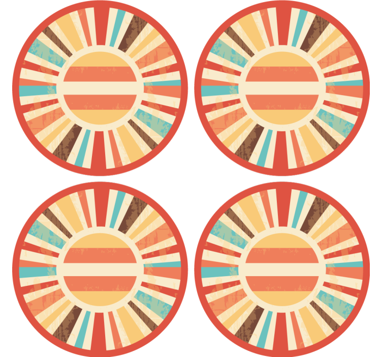 Dessous de verre vintage Rayons de soleil rétro colorés - TenStickers