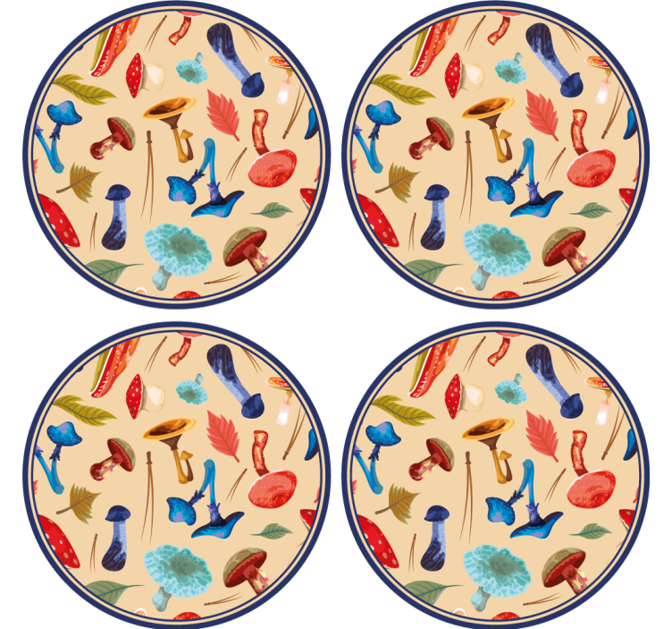 Sous-verre moderne Champignons dessin au lavis - TenStickers