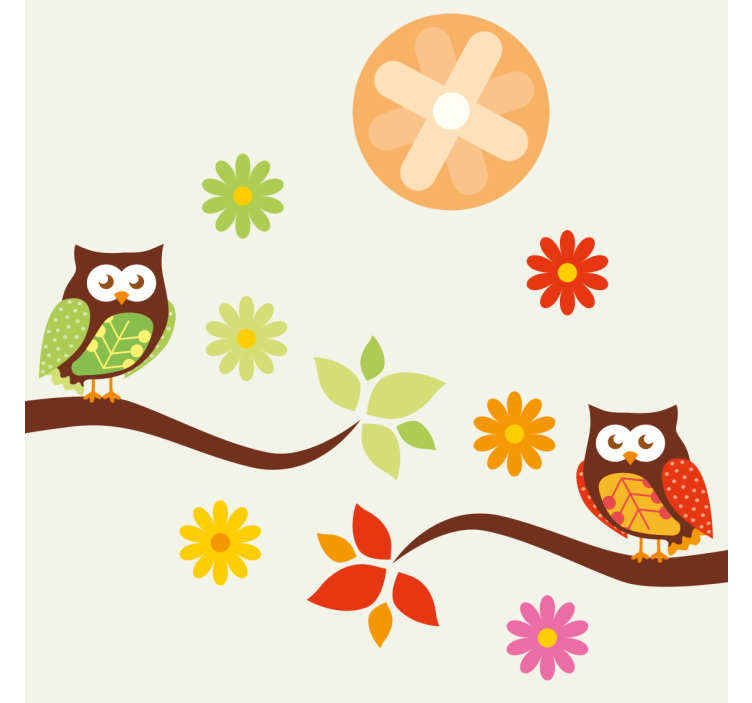 Sous verre geek hiboux et fleurs colorés - TenStickers