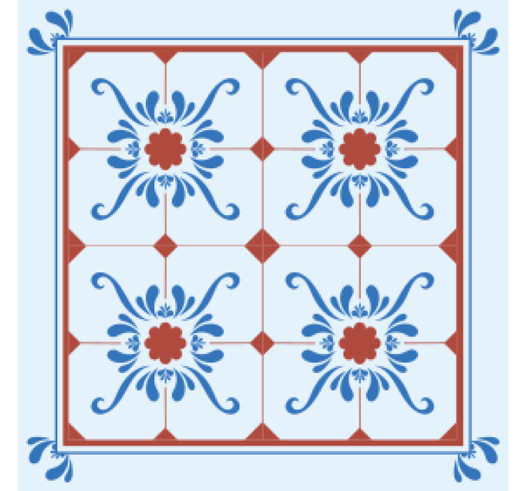 Sous verre carreaux motif floral décoratif - TenStickers