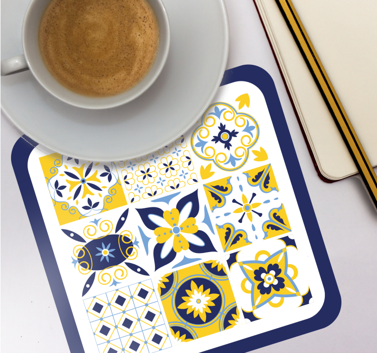 Dessous de verre en carreaux Style portugais bleu - TenStickers