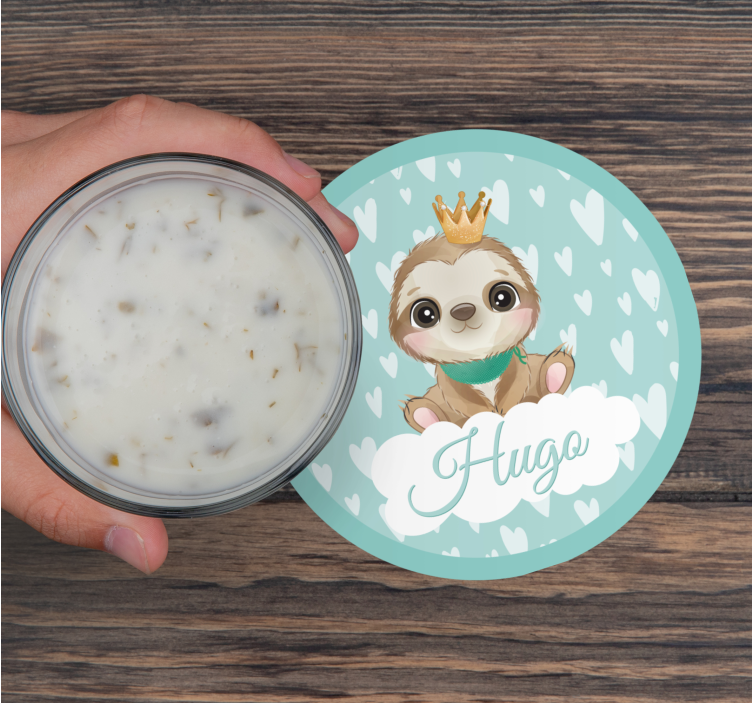 Dessous de verre Paresseux enfant avec prénom - TenStickers