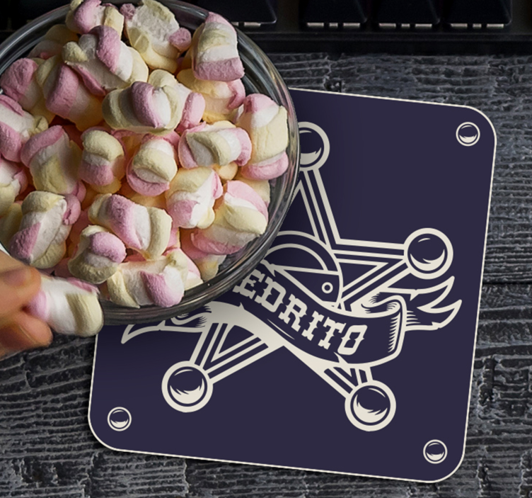 Dessous de verre personnalisé Shérif avec nom - TenStickers