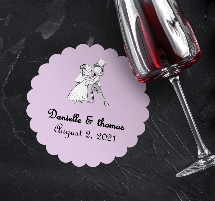 Dessous de verre mariage Fiancés s'embrassant - TenStickers