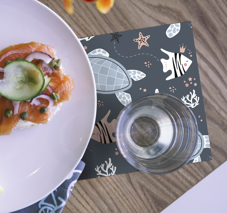 Sous-verre Tortues et poissons sous l'eau  - TenStickers