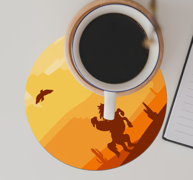 Sous verre geek scène de désert au coucher du soleil - TenStickers