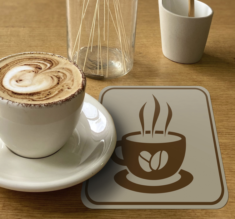 Sous verre moderne emblème de la tasse à café - TenStickers
