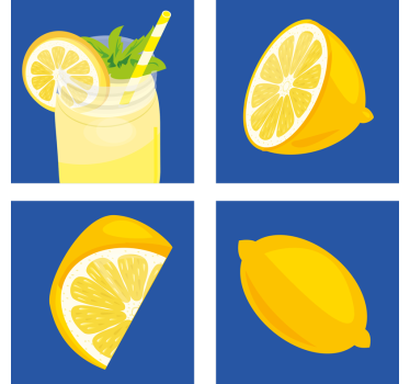 Sous verre carreaux boisson au citron rafraîchissante - TenStickers