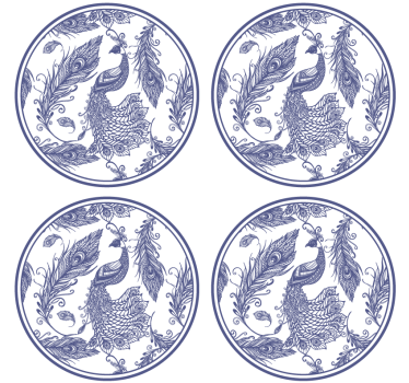 dessous de verre forme carreaux Paon de delft - TenStickers
