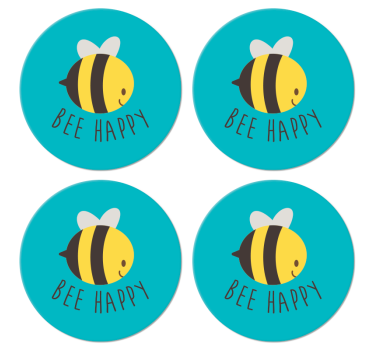 Dessous de verre avec citation Abeille heureuse - TenStickers