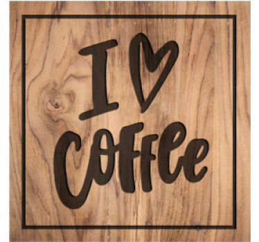 Sous verre citation amour du café en bois - TenStickers