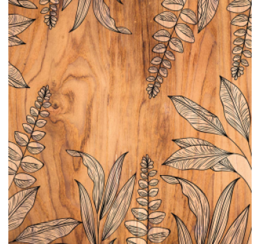 Sous verre grain de bois naturel avec contour floral - TenStickers