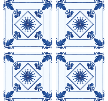 Sous verre carreaux arrangement floral élaboré - TenStickers