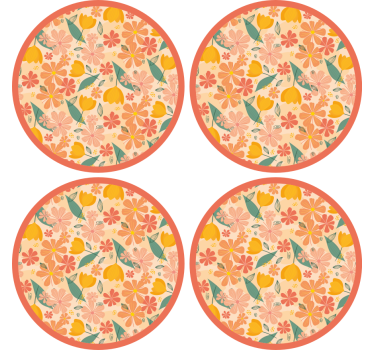 Sous verre surface ronde à motif floral - TenStickers