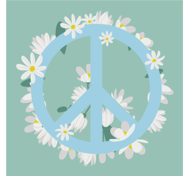 Sous verre citation symbole de paix entouré de marguerites - TenStickers