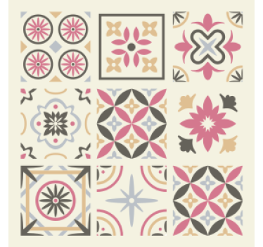 Sous verre carreaux élément floral géométrique - TenStickers