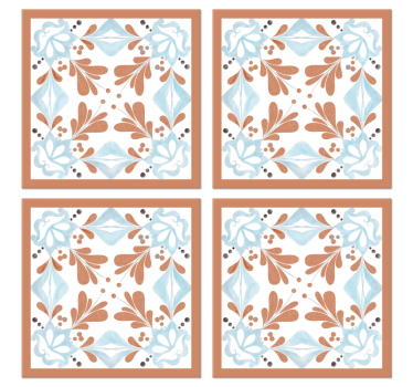 Dessous de verre forme carreaux Carreaux méditerranéens floraux - TenStickers