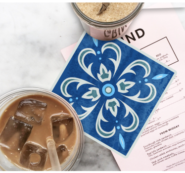 dessous de verre forme carreaux Bleu marocain - TenStickers