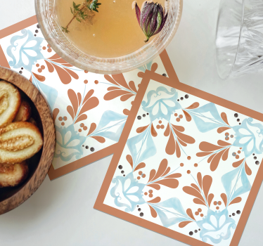 Dessous de verre forme carreaux Carreaux méditerranéens floraux - TenStickers