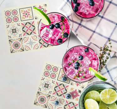 Sous verre carreaux élément floral géométrique - TenStickers