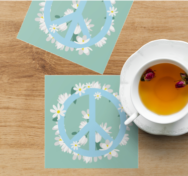 Sous verre citation symbole de paix entouré de marguerites - TenStickers