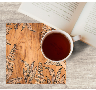 Sous verre grain de bois naturel avec contour floral - TenStickers