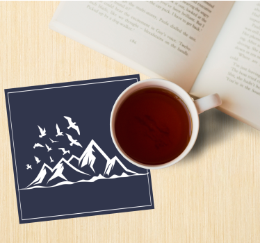 Sous verre silhouette de paysage montagneux - TenStickers