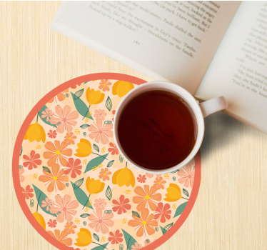 Sous verre surface ronde à motif floral - TenStickers