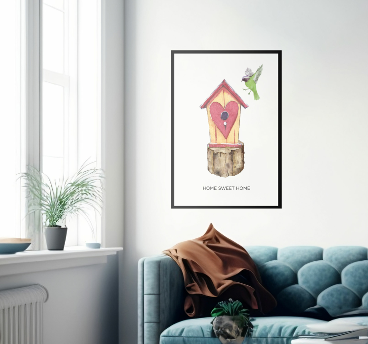 Poster motif nichoir Home sweet home - TenStickers