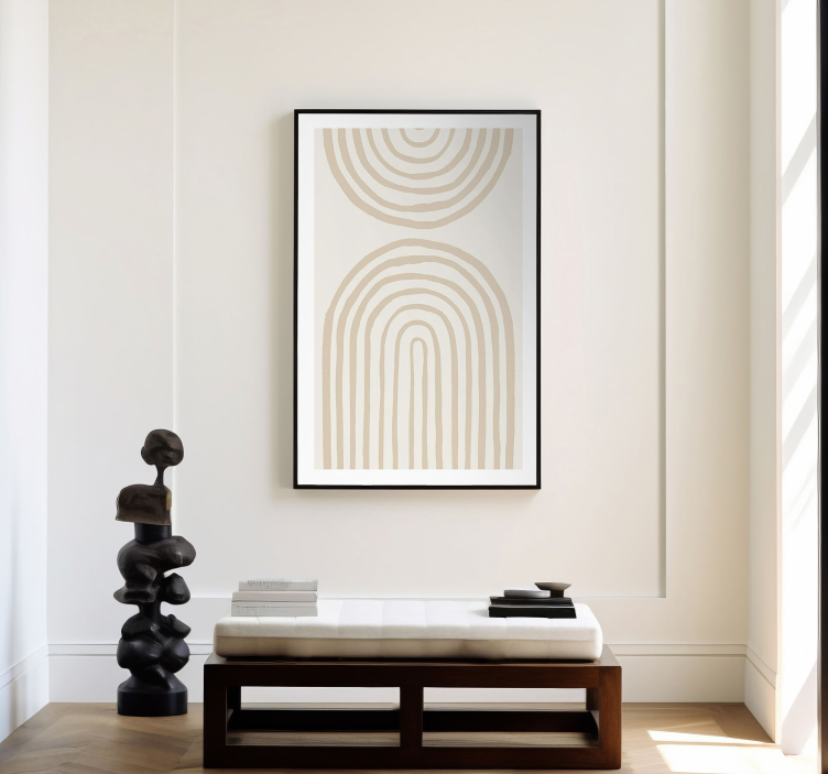 Poster abstrait lignes douces en beige - TenStickers