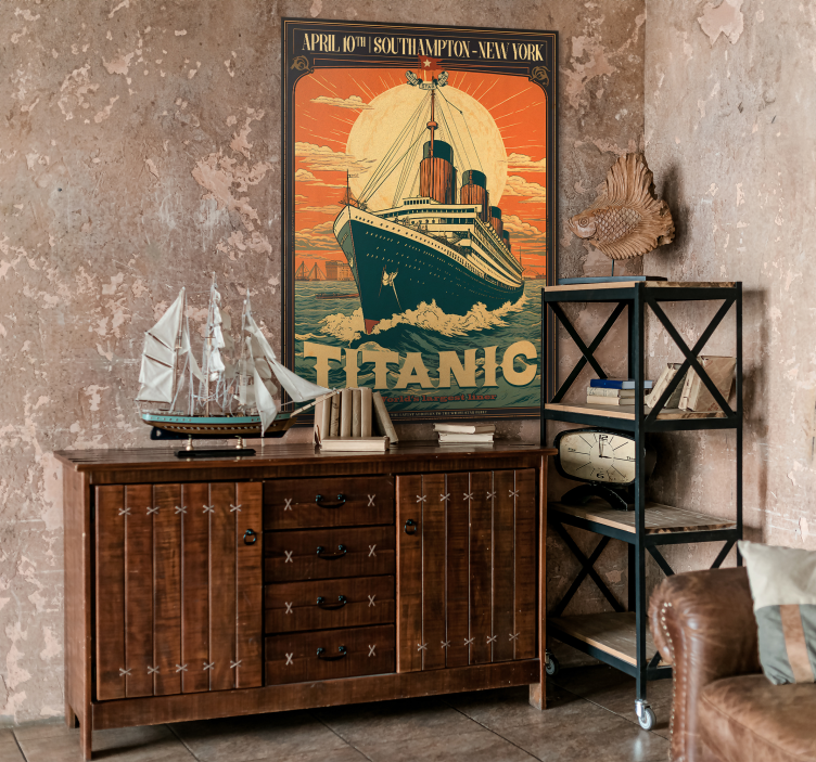 Poster vintage le voyage inaugural du Titanic - TenStickers