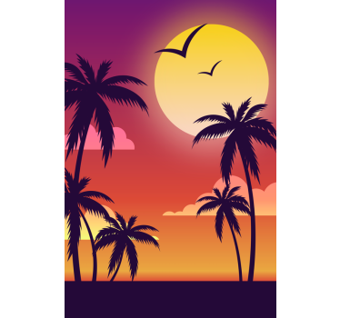 Poster paysages coucher de soleil des années 70 vertical - TenStickers
