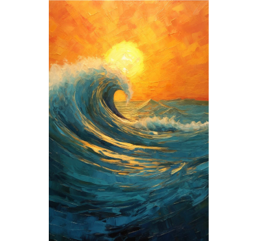 Poster paysages vague de lever de soleil - TenStickers