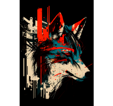 Affiche murale abstraite d'art de loup - TenStickers