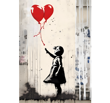 Poster art peinture murale fille avec un ballon - TenStickers