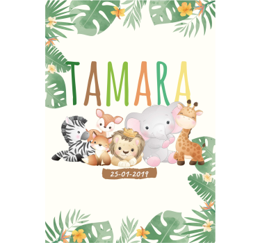 Affiche chambre enfant animaux de la jungle personnalisable - TenStickers