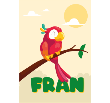 Affiche chambre enfant perroquet rouge personnalisable - TenStickers