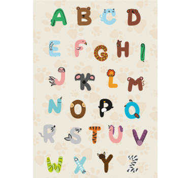Poster chambre enfant alphabet lettres animaux - TenStickers