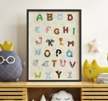 Poster chambre enfant alphabet lettres animaux - TenStickers