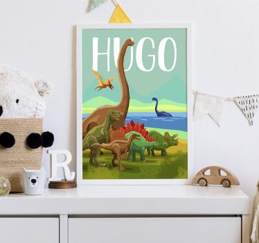 Affiche de nom personnalisé de dinosaure - TenStickers