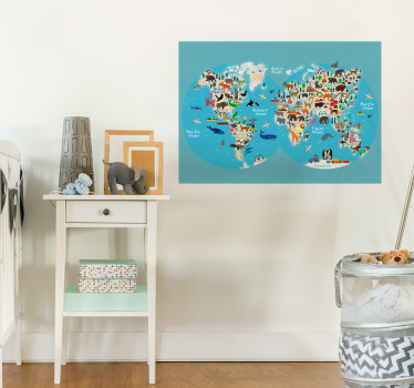 Carte du monde animal poste impression - TenStickers