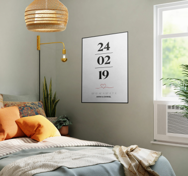 Poster amour personnalisable dates coordonées - TenStickers